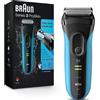 Braun Electric Series 3 - Rasoio con rifinitore di precisione, ricaricabile, per uomo, colore: blu/nero, 4 pezzi