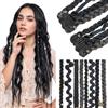 Elailite Extension Treccine Clip in Boho Dreads Braids Posticci Donna 50cm 2 Ciocche 50g Nero & Grigio per Feste Hip-hop Cosplay
