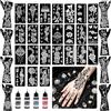 LOPHE Tatuaggi Temporanei Set, 44 PCS Stencil Tattoo Temporanei con 4 creme per tatuaggi, Stencil per Tatuaggi per Uomo o Donna, per Body Painting per Carnevale Halloween Party-E