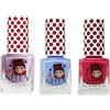 Miss Nella Butterfly Wings Glitter, Blue Bell, Cherry Macaroon molto brillante, smalto per bimbe a base acqua, Formula peel off