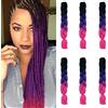 Cybelleza 24" Trecce Capelli Finti Extension Ombre Nero&Viola&Rosa Rossa Treccine Afro Sintetici Fibre Jumbo Braiding, Confezione da 6