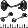 Thirtyseven 3 Paia Di Ganci Per Porta Con Occhiello, 75 Mm, In Acciaio Inox, Nero, Per Porta Da Giardino, Cabina, Garage, Fienile