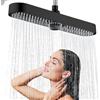 JINYOMFLY Soffione per Doccia Grande, 48cm Soffione Grande Doccia, 3 Modalità Soffione Doccia Grande Anticalcare, Cipolla per Doccia Grande, Nero