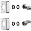 MORADO Connettori adattatori a gomito da 3/4 a 1/2 con piastre decorative per miscelatore doccia a parete, regolazione da 3/4 a 1/2 per miscelatore doccia offset, cromato, metallo solido