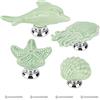 GORGECRAFT 4 set Manopole per Armadietto In Ceramica Stella Marina Polpo Conchiglia Delfino Animali Marini Tema Oceano Stile Cartone Animato Manopole Fatte A Mano Comò Manopole (Verde)