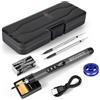 Gaethra Set Di Saldatore A Batteria Ricaricabile USB con LCD, Temperatura Regolabile 260℃-420℃, 3 Punte, Filo e Pasta per Saldatura, Saldatore A Stagno Professionale