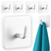 DEKAZIA® Set 4 Ganci Adesivi Bianchi, Porta Asciugamani Bagno Senza Forare