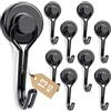 NogmeTaa Swing - Ganci magnetici extra forti, 13 kg, per crociera e campeggio, magneti al neodimio con gancio per frigorifero, cucina, garage, ufficio, aula e barbecue (20 mm), 9 pezzi