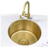 SZKTHD Lavello Tondo Da Cucina Lavello Oro Lavello Piccolo Acciaio Inox 304 Lavello Sottopiano Rubinetto Oro Accessori Completi (36CM)