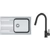 Franke Set lavello in acciaio Franke Smart 101.0356.723, rubinetto da cucina Oltens Litla 35204300