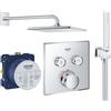 Grohe Set rubinetto per vasca e doccia Grohe Grohtherm SmartControl 29124000, soffione doccia con braccio Grohe Rainshower 26564000, 26405000, 35600000