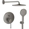 Grohe Set soffione doccia con braccio Grohe Rainshower 26558AL0, rubinetto per vasca e doccia Grohe Essence 24058AL1, 26574AL0, 26658AL0, 28362A01