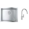 Grohe Set lavello in acciaio Grohe K700 31726SD0, rubinetto da cucina Grohe Start Edge 30529001