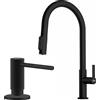 Franke Set rubinetto da cucina Franke Maris Slim Clear Water J Pull-Out 120.0730.911, dispenser di liquidi Franke Active SM 119.0547.906