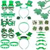ERINGOGO Kit 91 Pezzi Accessori per Festa San Patrizio con Cerchietti, Occhiali, Collane e Braccialetti Trifoglio, Adesivi Decorativi e Baffi, Set Oggetti di Scena per Travestimenti