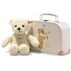 Steiff Peluche Orsacchiotto Mila in valigia, animale di stoffa con occhi in plastica per bambini e bambine, Friends, pupazzo di 21 cm, beige, 114038