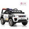 SOARS Macchina Elettrica della Polizia per Bambini 12V con Telecomando, Auto Elettrico a Pedale, Veicoli con Sirena, Musica, Fari LED, USB e Radio, 3 km/h, Carico 30 kg, 3-8 Anni (Bianco)