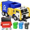 JOYIN Camion Spazzatura Grandi Dimensioni a Attrito con Cassonetto, 3 Cestini Differenziati e 30 Carte Educative per Bambini, Blu