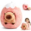 Gobesty Capybara - Peluche Capybara nella fragola, 2 in 1, super morbido, idea regalo per bambini, ragazzi e ragazze (fragola rosa)