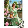 9K4D7V2G Donna Elegante con Gatto Rosso Puzzle 1000 Pezzi in Carta per Adulti Scena di Giardino Pomeridiano Puzzle per Famiglia Relax Concentrazione Regalo Casa 38x26cm/1000pcs