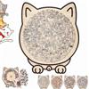 Xpwghap Morandi-colored Cat-shaped Wooden Jigsaw Puzzle,135-piece Colored Cat Shaped Wooden Jigsaw Puzzle,Detailed Cats-Themed Pieces,Creative Gift for Cats Lovers and Puzzle Enthusiasts-A