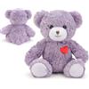 Generico Animale di peluche a forma di orso, morbido e abbracciabile, tessuto di pelche, orso di pelúche, viola di peluche, adorabile design a cuore, per compleanno, San, Pasqua, Natale