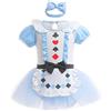 MYRISAM Vestito da Principessa Alice Pagliaccetto per Bimba Bambina Costume di Carnevale Halloween Cosplay Compleanno Body Festa Natale Abiti con Archetto 12-18 mesi