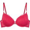 Dorina Jemma Reggiseno Plunge, Leggermente Imbottito, con Ferretto, Pizzo Fucsia, Dettagli Tono Oro Rosa