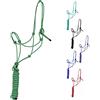 Majestic Ally Cavezza da allenamento in poliestere rigido con 4 nodi da 0,6 cm con corda da 3,5 m abbinata per cavalli - Full (verde cacciatore, completo)