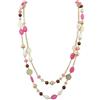 Bocar 14K Placcato Oro Catena di Collegamento 2 Strati di Cristallo Legno Acrilico colorato Donne Partito Lungo Collana Regalo (NK-10084-rose)