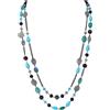 Bocar 14K placcato oro catena di collegamento 2 strati di cristallo legno acrilico colorato donne partito lungo collana regalo (NK-10084-blue green)