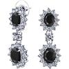 Bling Jewelry Orecchini Pendenti Formali Alla Moda In Stile Vintage Art Deco Con Corona Halo Ovale Di Zirconi Cubici Neri AAA CZ Per Donne Per Promozioni Damigelle D'Onore E Matrimoni Placcati In Argento