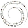 Bocar 14K placcato oro catena di collegamento 2 strati di cristallo legno acrilico colorato donne partito lungo collana regalo (NK-10084-grey)