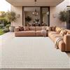 Paco Home Tappeto da esterno, resistente alle intemperie, ideale per balcone o soggiorno, stile boho, motivo geometrico, materiale: sisal, tinta unita, colore: crema, dimensioni: 200x290 cm