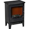 HOMCOM Camino Elettrico 900W-1800W da Terra con Effetto Fiamma e Temperatura Regolabile, Copertura 15-20m², 39x26x54.8cm, Nero | Aosom Italy