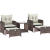 Outsunny Set Salotto da Giardino Mobili da Giardino 5 Pezzi Salvaspazio Marrone | Aosom Italy