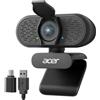 Acer A640 Webcam 4K per PC con sensore Sony PDAF Autofocus AI Noise Canceling Mic 2K 1080P/60fps Adattatore USB A a C Fotocamera per Gaming Streaming Riunioni Switch 2 Camera Team Zoom FaceTime