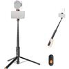 NEEWER 147cm Selfie Stick Treppiede Compatibile con iPhone Samsung Android, Supporto Smartphone da Viaggio Portatile e Leggero in Metallo con Portatelefono e Telecomando per Riprese Video, PA992 Nero