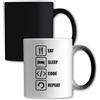 Atspauda Tazza con scritta Eat Sleep Code Repeat, colore cangiante, colore: bianco