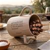 mille idee Caraffa Porta Arrosticini in Ceramica Ø 12,3 × H 18 cm 1400 ml con Manico e Supporto | Porta Spiedini da Tavola per Osteria, Ristorante e Casa | Idea Regalo per Amanti della Cucina Abruzzese