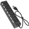 Tofficu Hub USB 7 Porte Leggero in Abs Indicatore LED Blu Adattatore Multiplo USB per Ufficio e Viaggio per Laptop e Computer