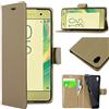 ebestStar - Cover Compatibile con Sony Xperia XA, XA Dual Custodia Portafoglio Pelle PU Protezione Libro Flip, Dorato [Apparecchio: 143.6 x 66.8 x 7.9mm, 5.0'']