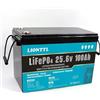 Generico Batterie a lunga durata,Batteria Lifepo4 da 24 V (25,6 V) e 100 Ah, batteria al litio ferro fosfato a ciclo profondo da 5000 cicli, Per impianti fotovoltaici e campeggio all'aperto.
