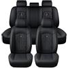 Chifeng 5 pezzi Coprisedili auto per VW Amarok Bora Golf Plus SV Jetta Passat Polo Tiguan, set completo universale, nero - Coprisedili in pelle PU (set completo)
