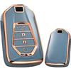 HIBEYO per Isuzu Key Case Cover Portachiavi per Isuzu Nuovo MU-X Serie X DMAX D-Max X-Terrain Pickup 2020 2021 2022 2023 Accessori Chiave Shell Cover Smart Key Holder Protector-Grigio