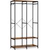 SONGMICS Armadio Portatile, Armadio Pieghevole, Appendiabiti, Organizer per Armadio, con Barre per Appendere, Ripiani Portaoggetti, Ganci Rimovibili, 40 x 94,5 x 180 cm/40 x 141 x 180 cm, Marrone