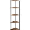 NONE SONGMICS HOME Scaffale angolare a 5 livelli, libreria, montaggio super rapido senza attrezzi, acciaio, robusto, 38,3 x 27 x 139 cm, per piante, soggiorno, marrone rustico