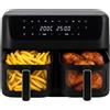 NONE Friggitrice AirFryer senza grassi 2 camere 11L 2700W 8 programmi Controllo temperatura 80-200 C Display LED timer