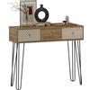 HOMCOM Mobile consolle, tavolo consolle, stile nordico, tavolo stretto da ingresso con 3 cassetti e piedi in acciaio, divano, per soggiorno, ingresso, corridoio, marrone
