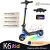 SwiftWind Monopattino Elettrico K6 per Bambini 6.5'' 150W 21.6V 2.6Ah Bluetooth Luci LED 3 Velocità 16km/h Pieghevole Doppia Sospensione Autonomia 7-9km eScooter